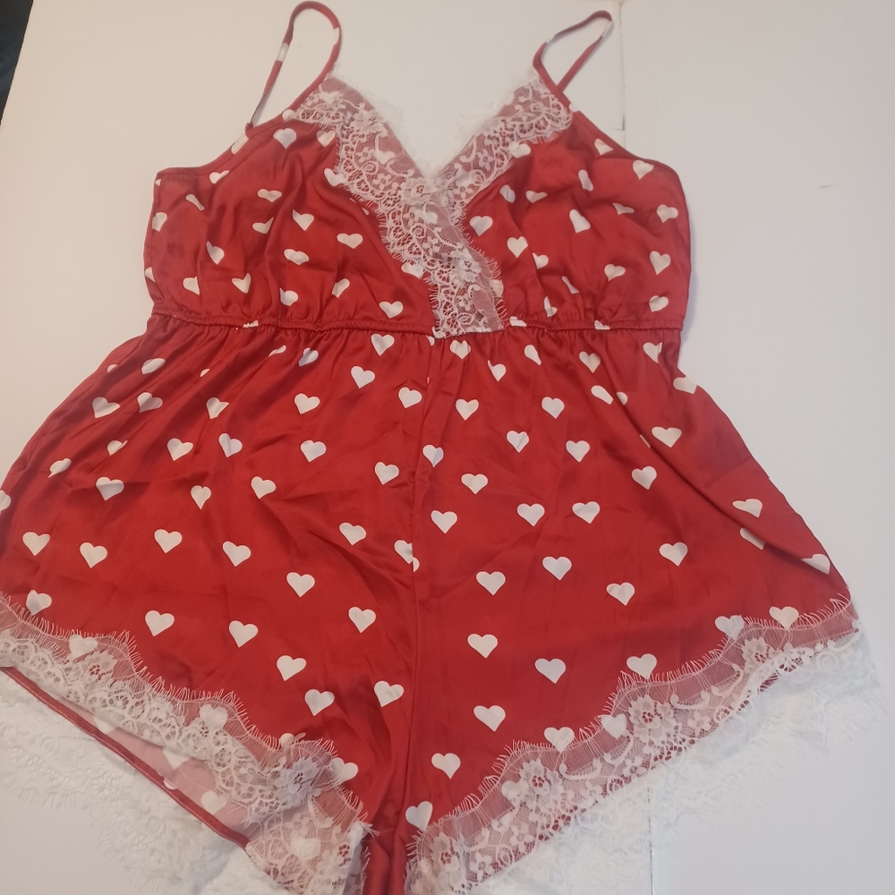 SHEIN Curve heart print sexy romper plus sz 3X